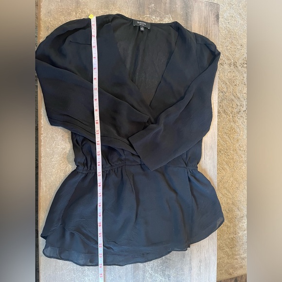 Aritzia Babaton Black Silk V Neck Crossover Blouse Small - Picture 6 of 8